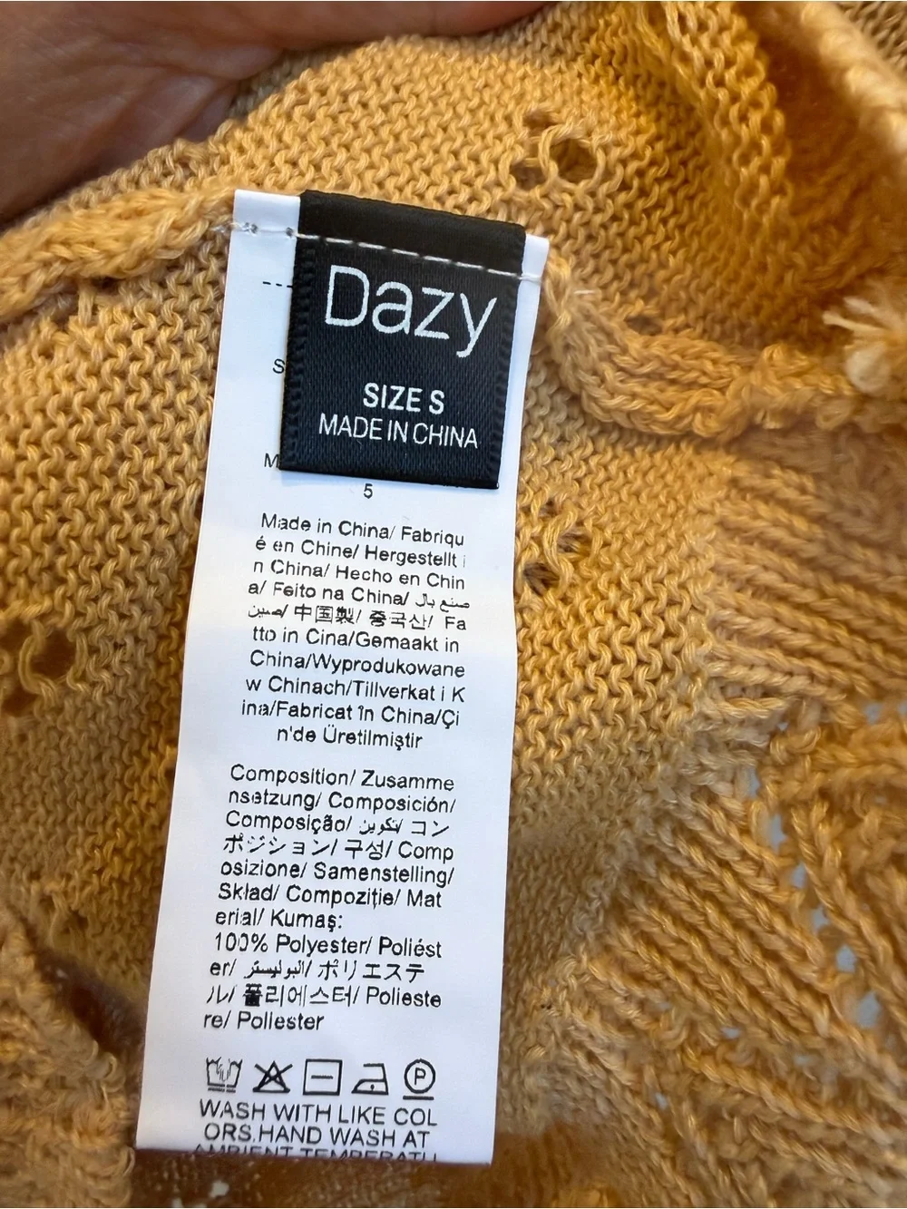 New small Dazy knit Button Front Short Sleeve  sweater cardigan v neck Top gold